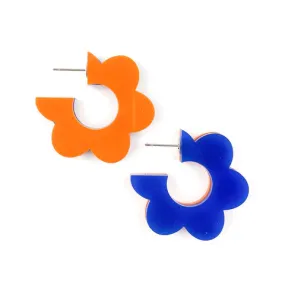 1.5 Flippy Acrylic Hoop Earrings - Orange & Blue