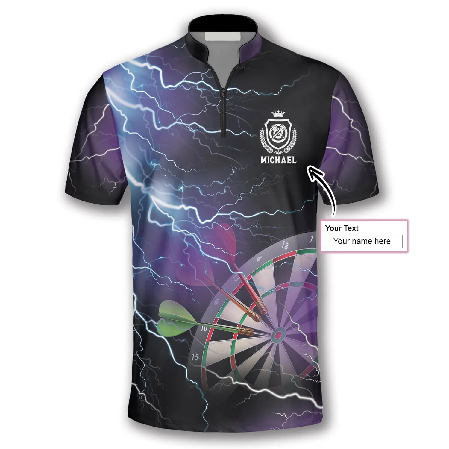 3D All Over Print Thunder Lightning Custom Darts Jerseys for Men, Best Shirt for Dart Player