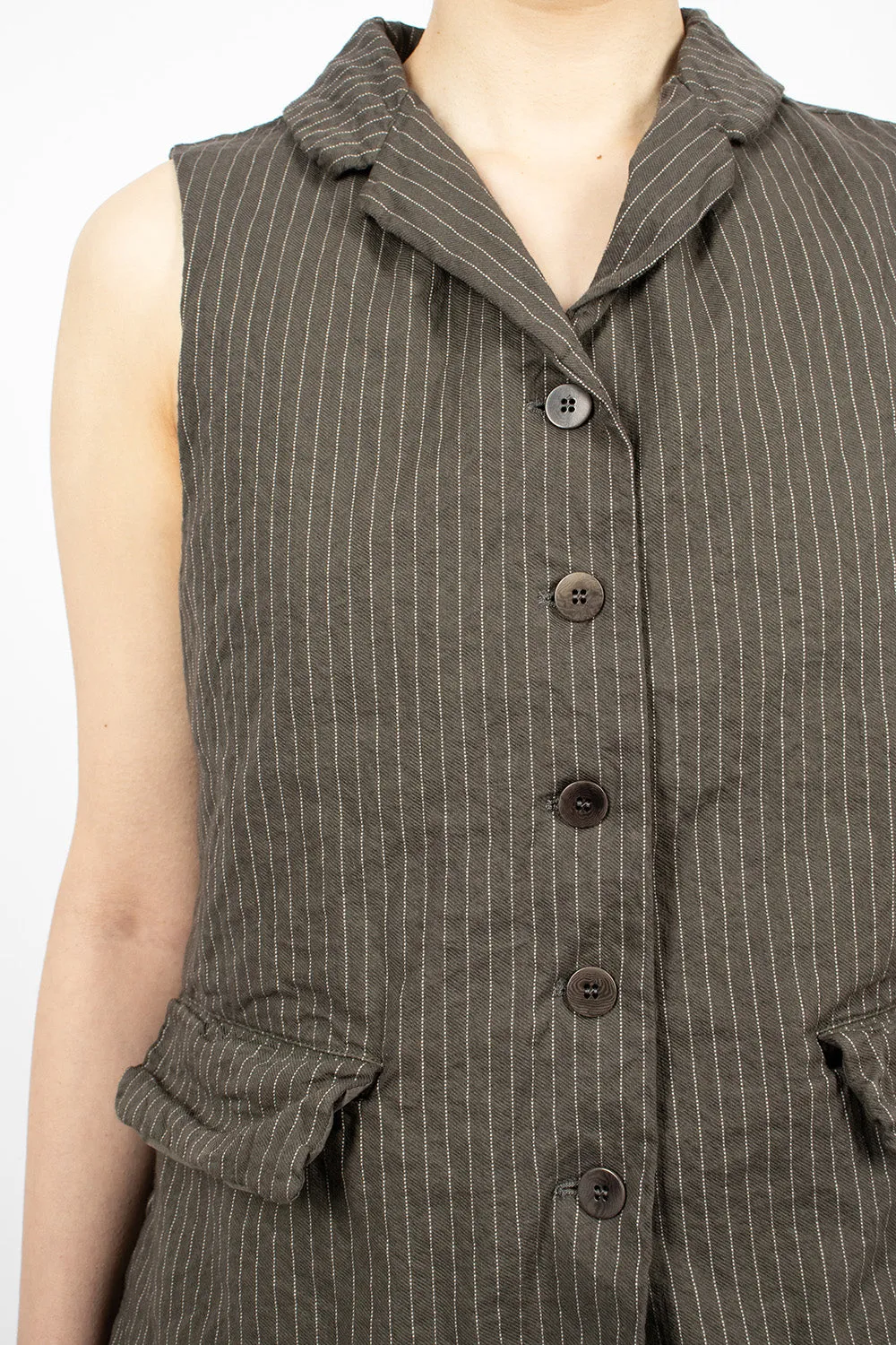 4423 Pinstripe Sleeveless Blazer Anthracite