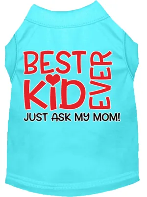 Ask My Parents Screen Print Dog Shirt Aqua Lg