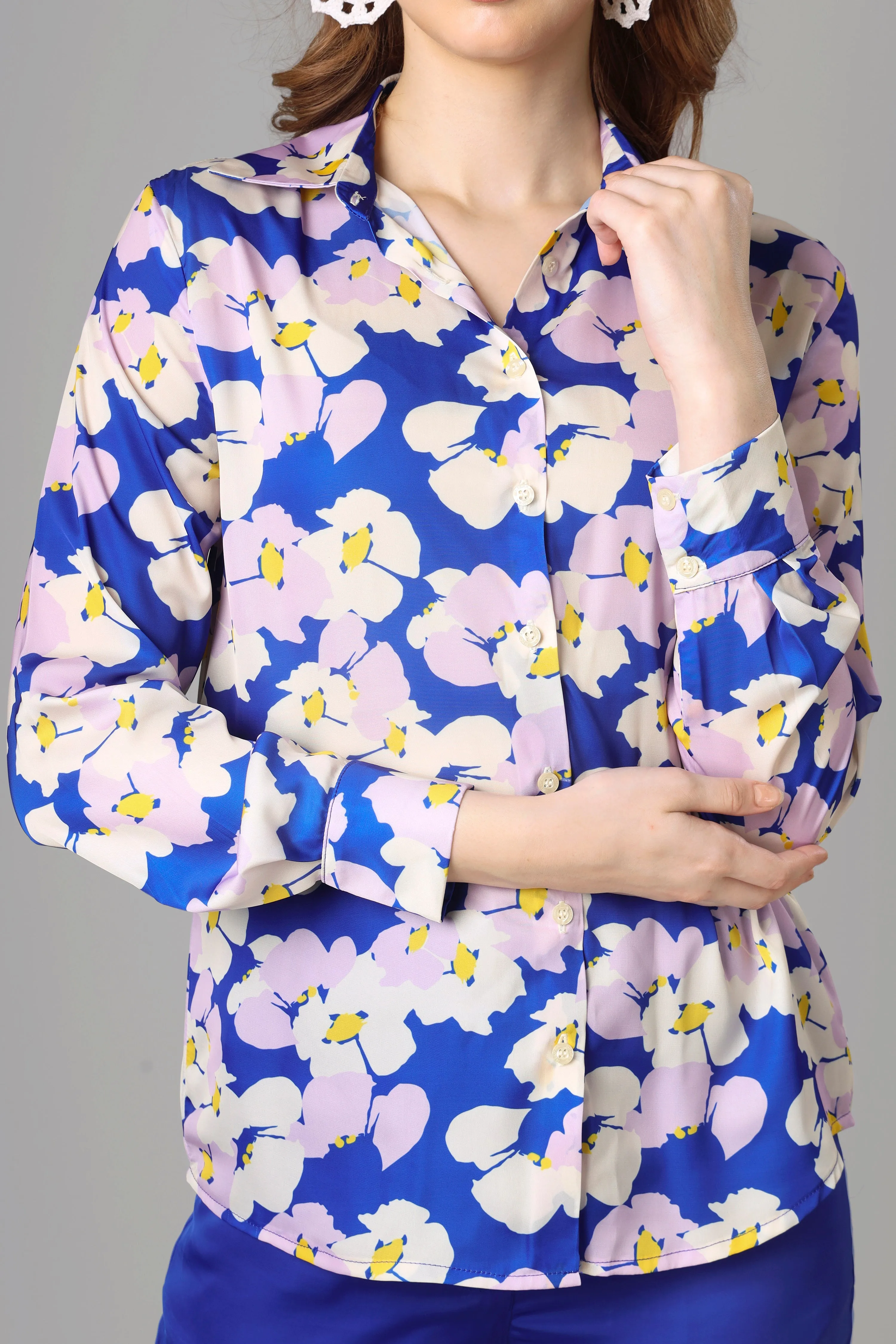 Attractive Royal Floral Shirt For Women