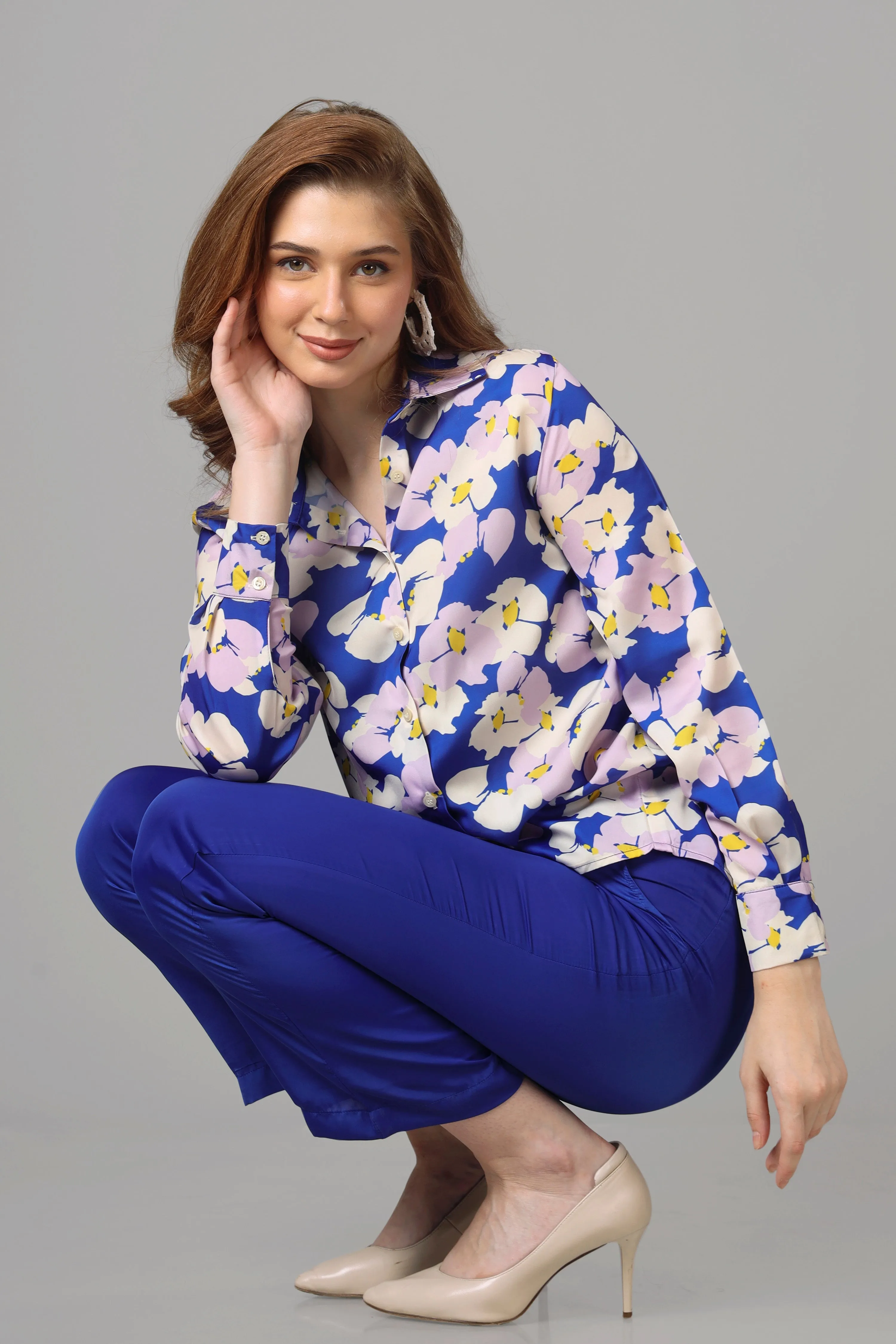 Attractive Royal Floral Shirt For Women