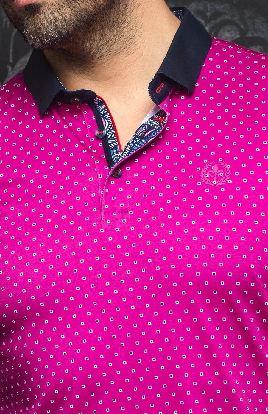 Au Noir Stretch Short-Sleeve Polos | Herold Fuchsia