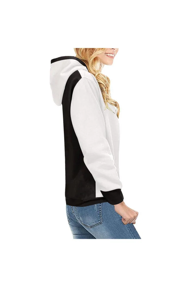 Black and White High Neck Pullover Hoodie for Women