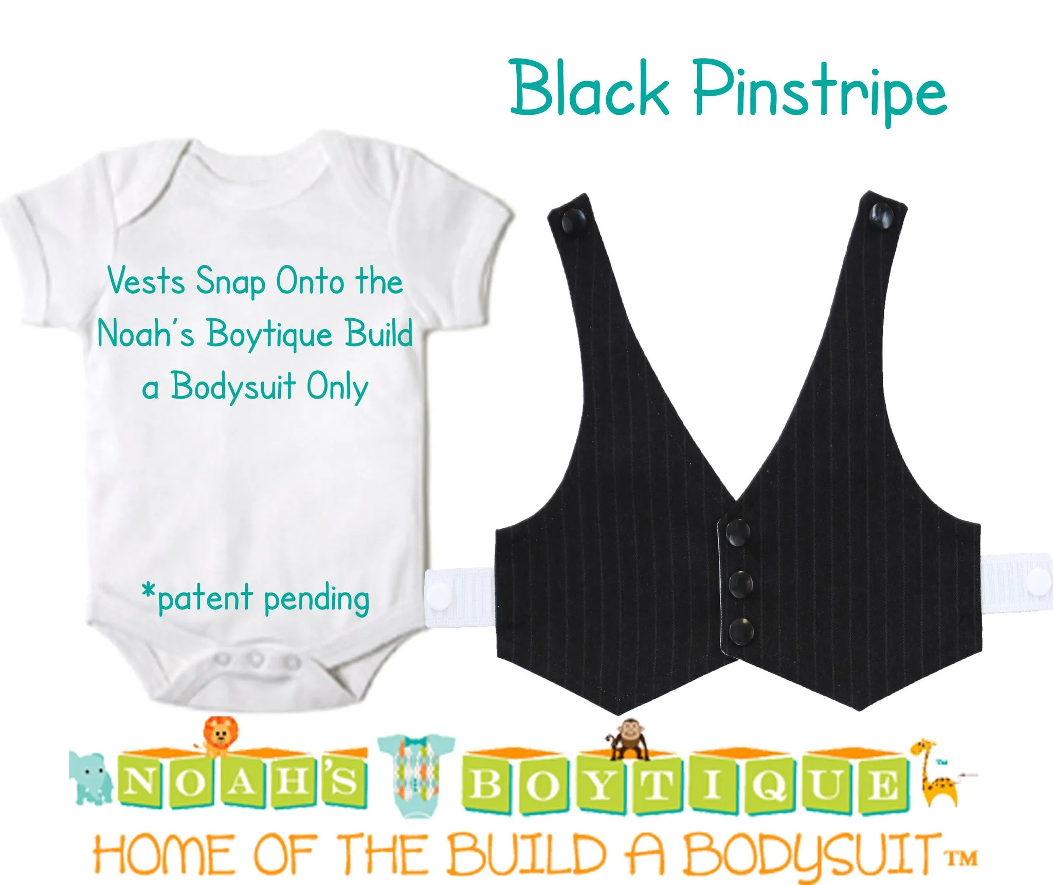 Black Pinstripe Baby Vest - Baby Tuxedo Vest - Baby Boy Wedding Vest - Baby Boy Birthday Vest - Baby Vest