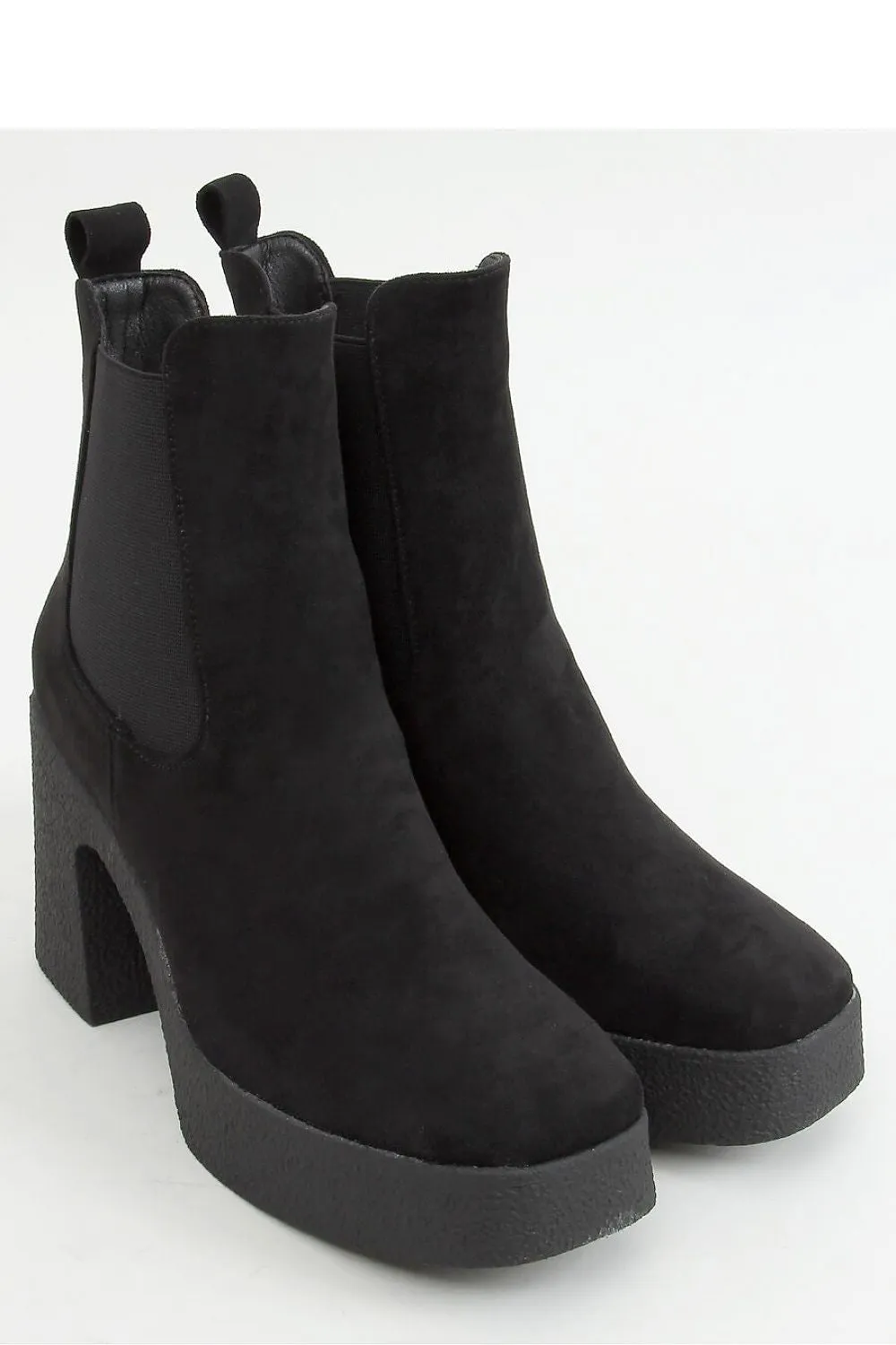 Black Suede Block High Heel Boots