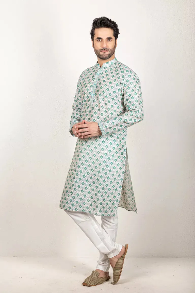 Blue Chanderi Kurta