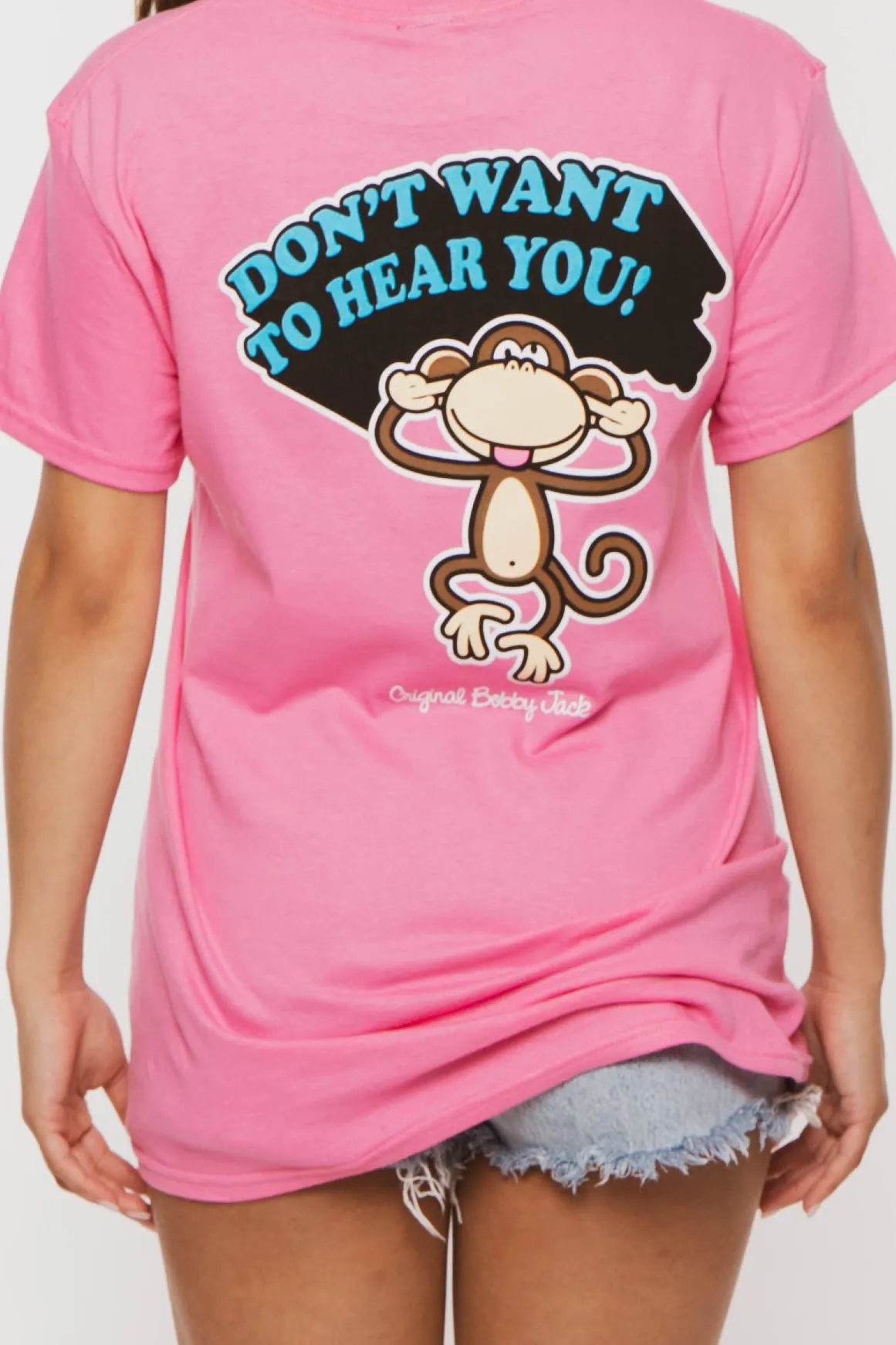 Can't Hear You  - Bobby Jack Boyfriend Rhinestone T-Shirt -Pink