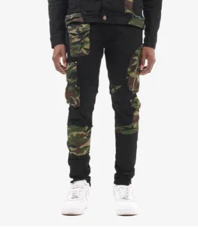 Cargo Camo Patched Denim (Black) /C9