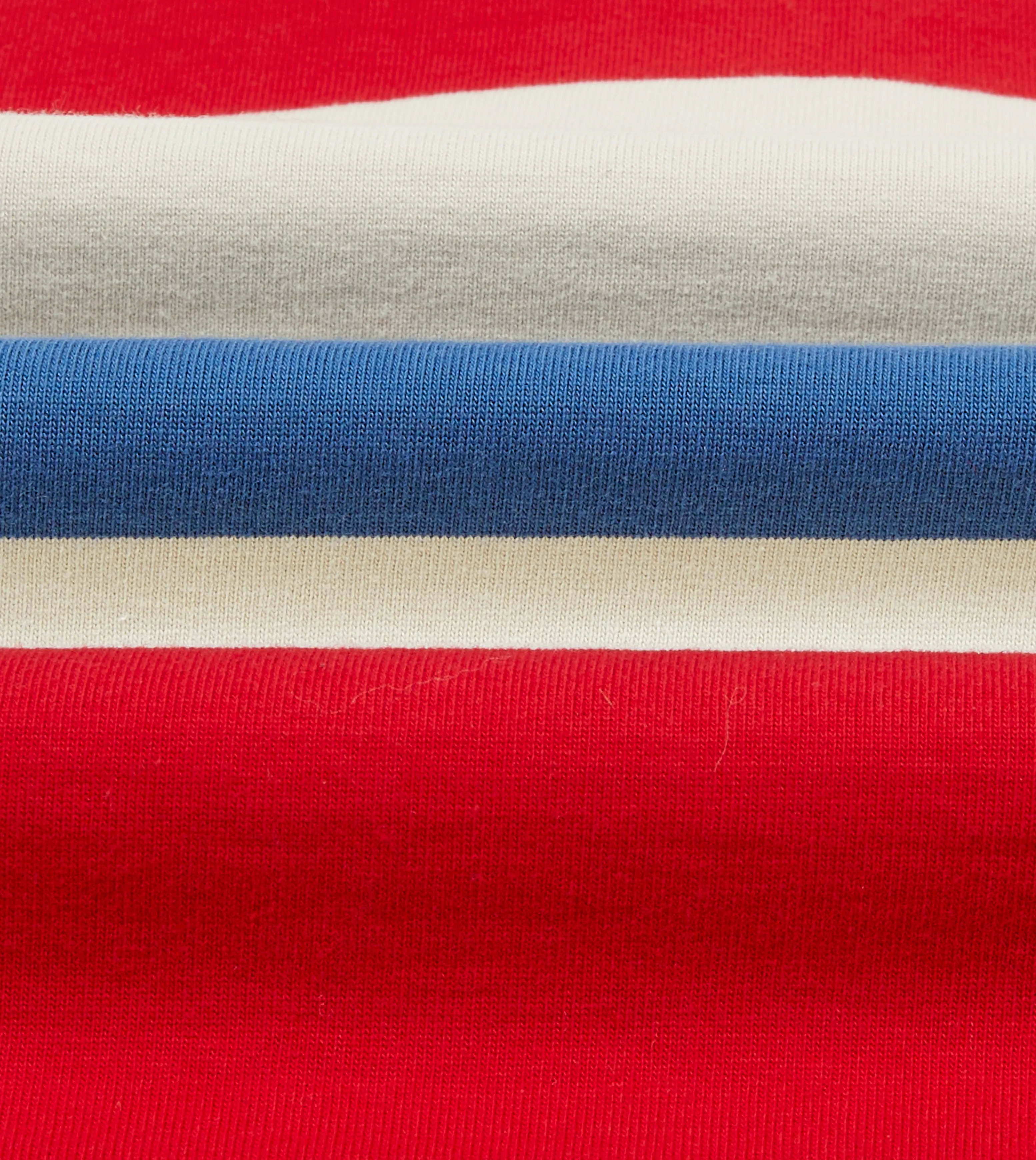 Cream, Red and Blue Stripe Cotton Rugby Shirt