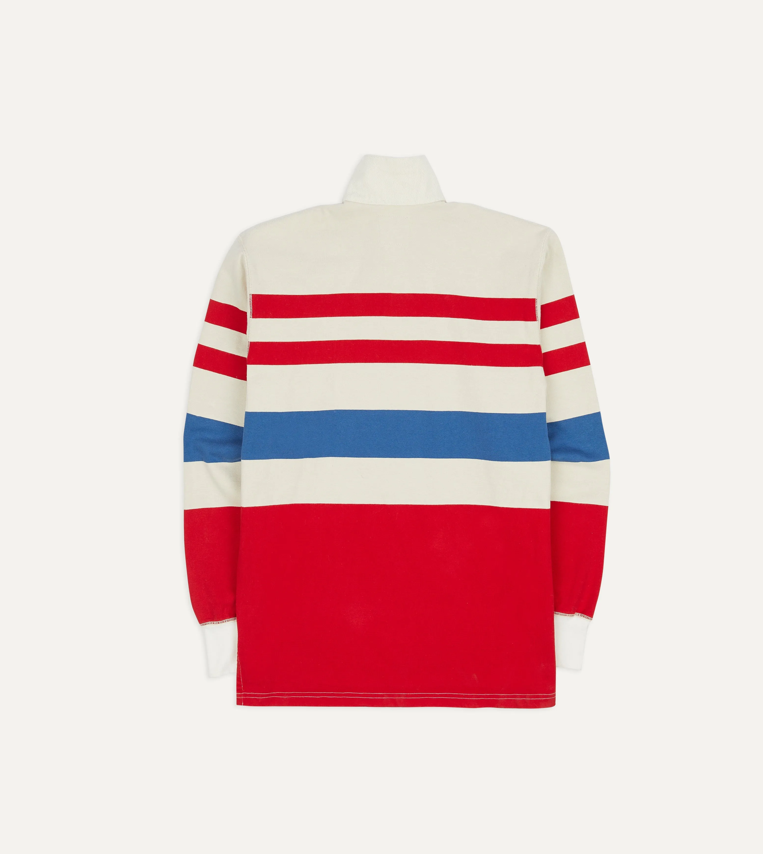 Cream, Red and Blue Stripe Cotton Rugby Shirt