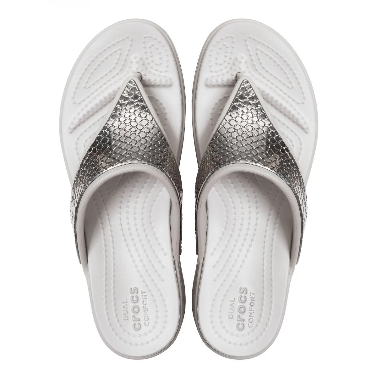 Crocs women's flip-flop sandal Monterey Wedge Flip W 206303-0GO platinum silver