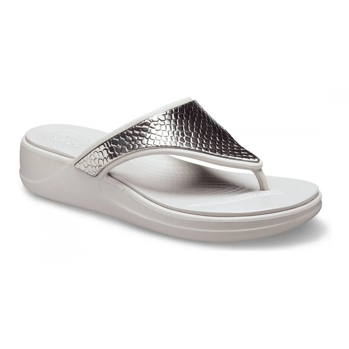 Crocs women's flip-flop sandal Monterey Wedge Flip W 206303-0GO platinum silver