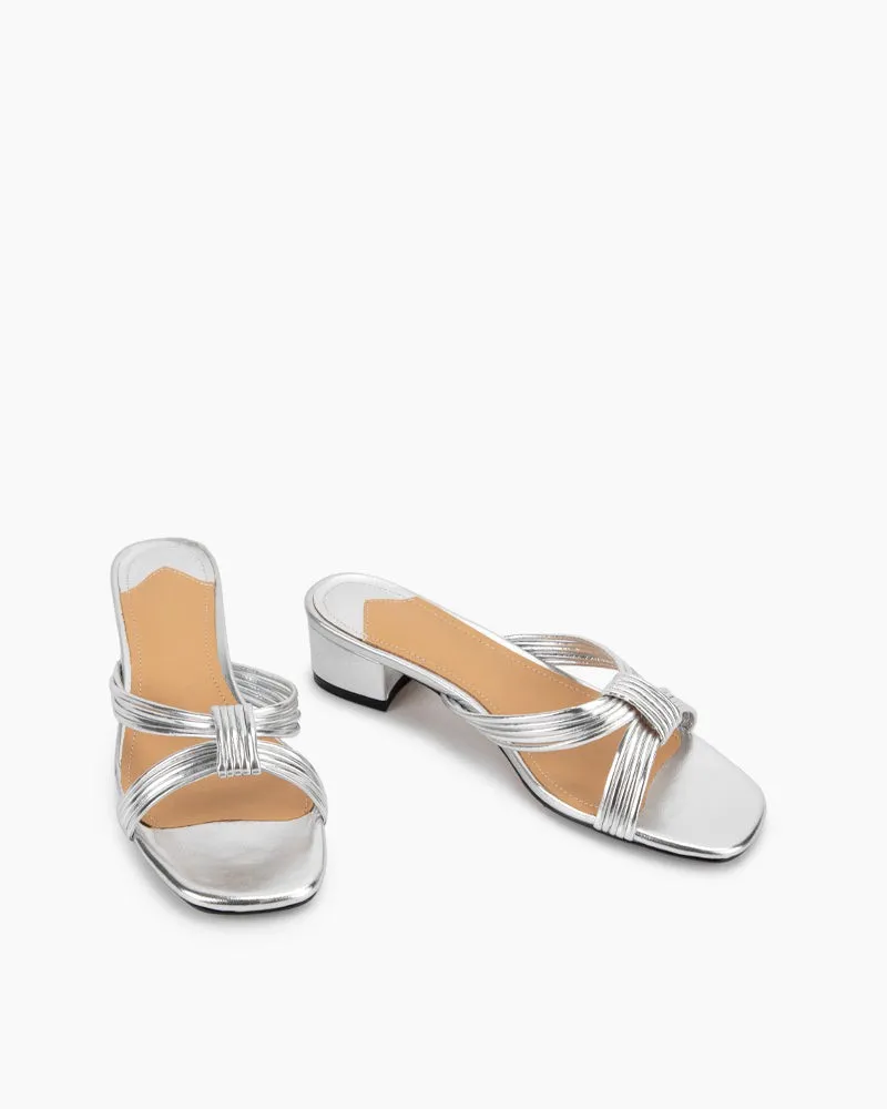 Cross Strap Low Heeled Sandals