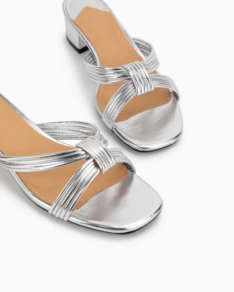 Cross Strap Low Heeled Sandals