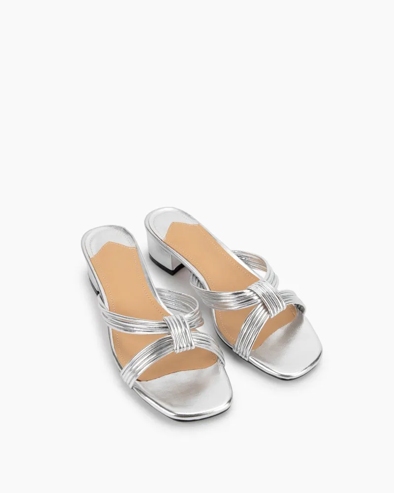 Cross Strap Low Heeled Sandals