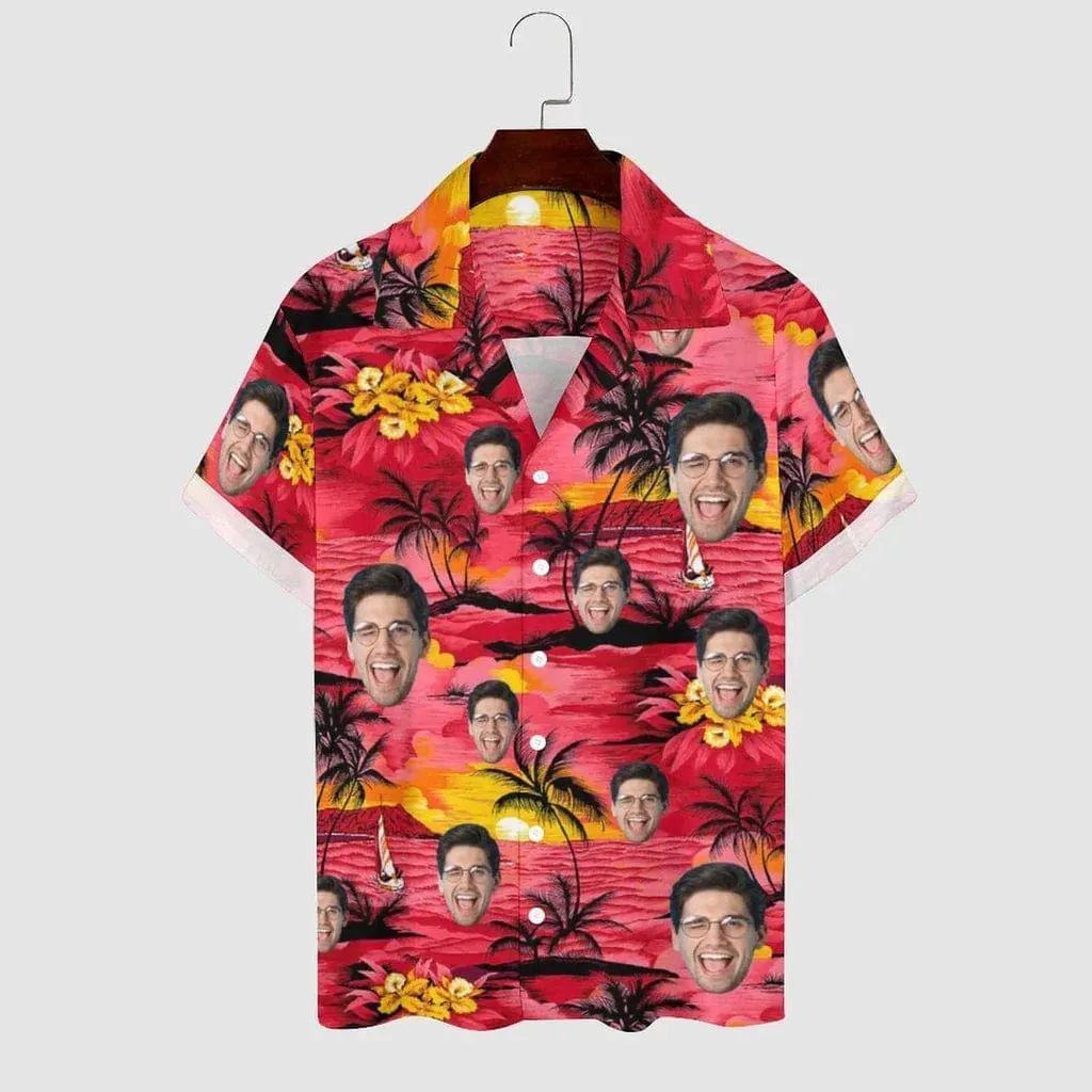 Custom Image Hawaiian Shirt with Photo Red Sea Sunset Unisex & Teenage Create Your Own Hawaiian Shirt