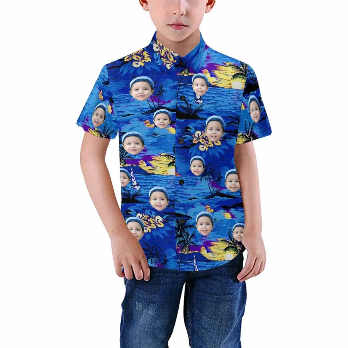 Custom Image Hawaiian Shirt with Photo Red Sea Sunset Unisex & Teenage Create Your Own Hawaiian Shirt