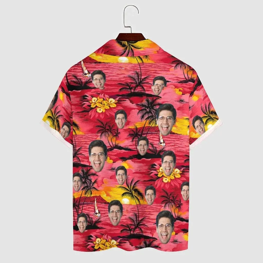 Custom Image Hawaiian Shirt with Photo Red Sea Sunset Unisex & Teenage Create Your Own Hawaiian Shirt