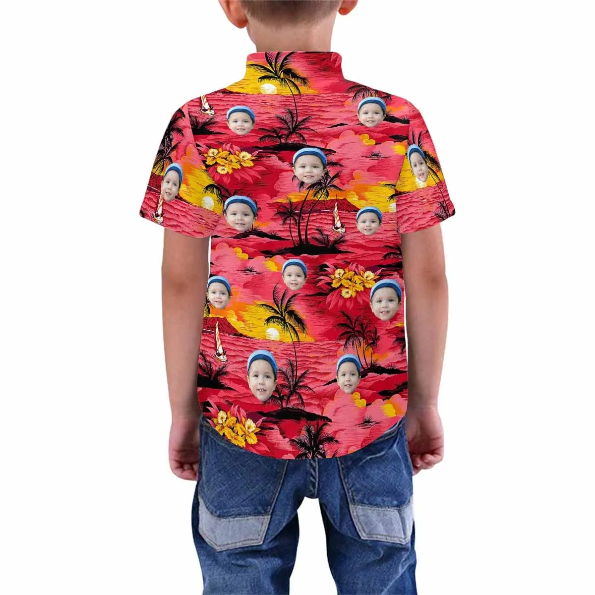 Custom Image Hawaiian Shirt with Photo Red Sea Sunset Unisex & Teenage Create Your Own Hawaiian Shirt