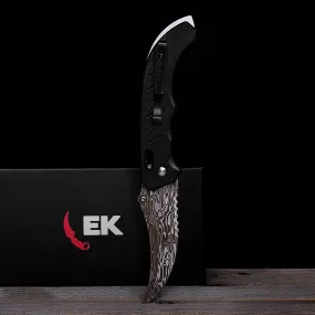 Damascus Steel Flip Knife