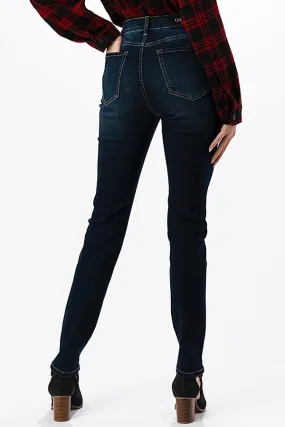 Destressed Basic Recycle & Lycra Fabric High Waisted Skinny Jeans