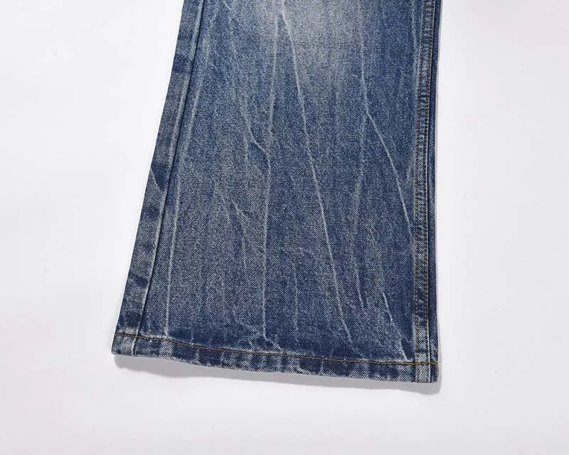 Distressed Washed Wide Leg Men Denim Jeans