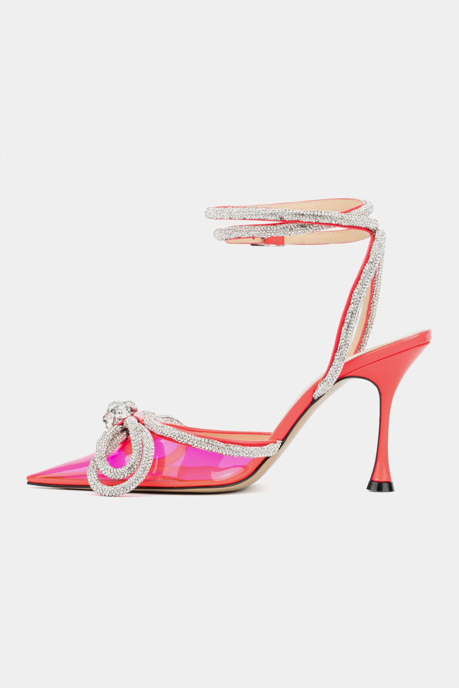 Double Bow Crystal-Embellished Neon Pumps