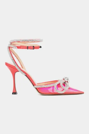 Double Bow Crystal-Embellished Neon Pumps