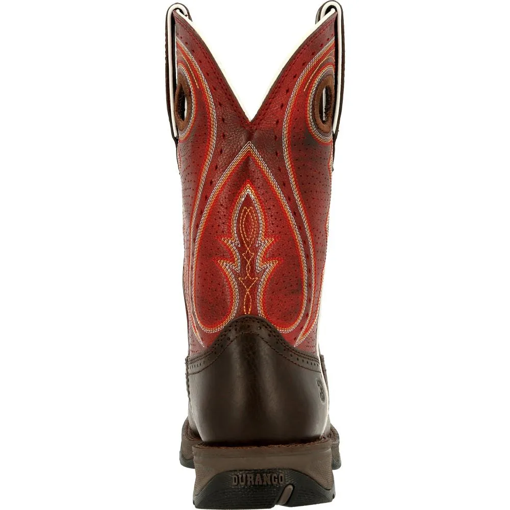 'Durango' Women's 11" Lady Rebel Western Square Toe - Dark Chestnut / Crimson