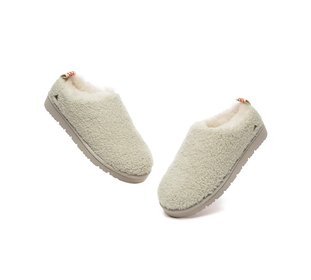 EVERAU UGG Sheepskin Wool Plush Ankle Slippers Teddycozy