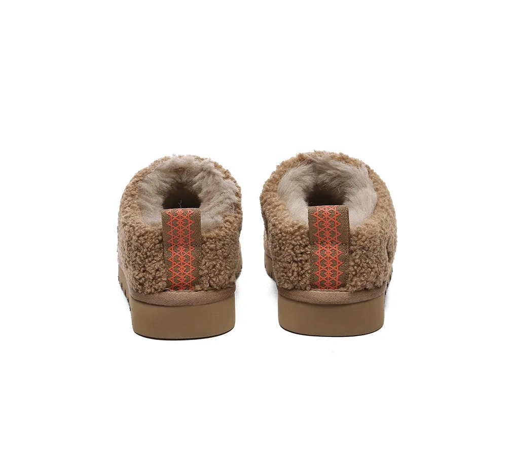 EVERAU UGG Sheepskin Wool Plush Ankle Slippers Teddycozy