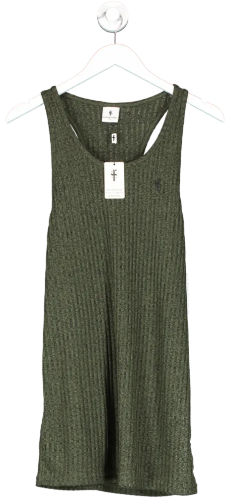 Father Sons Green Ribbed Knit Super Slim Vest UK XL