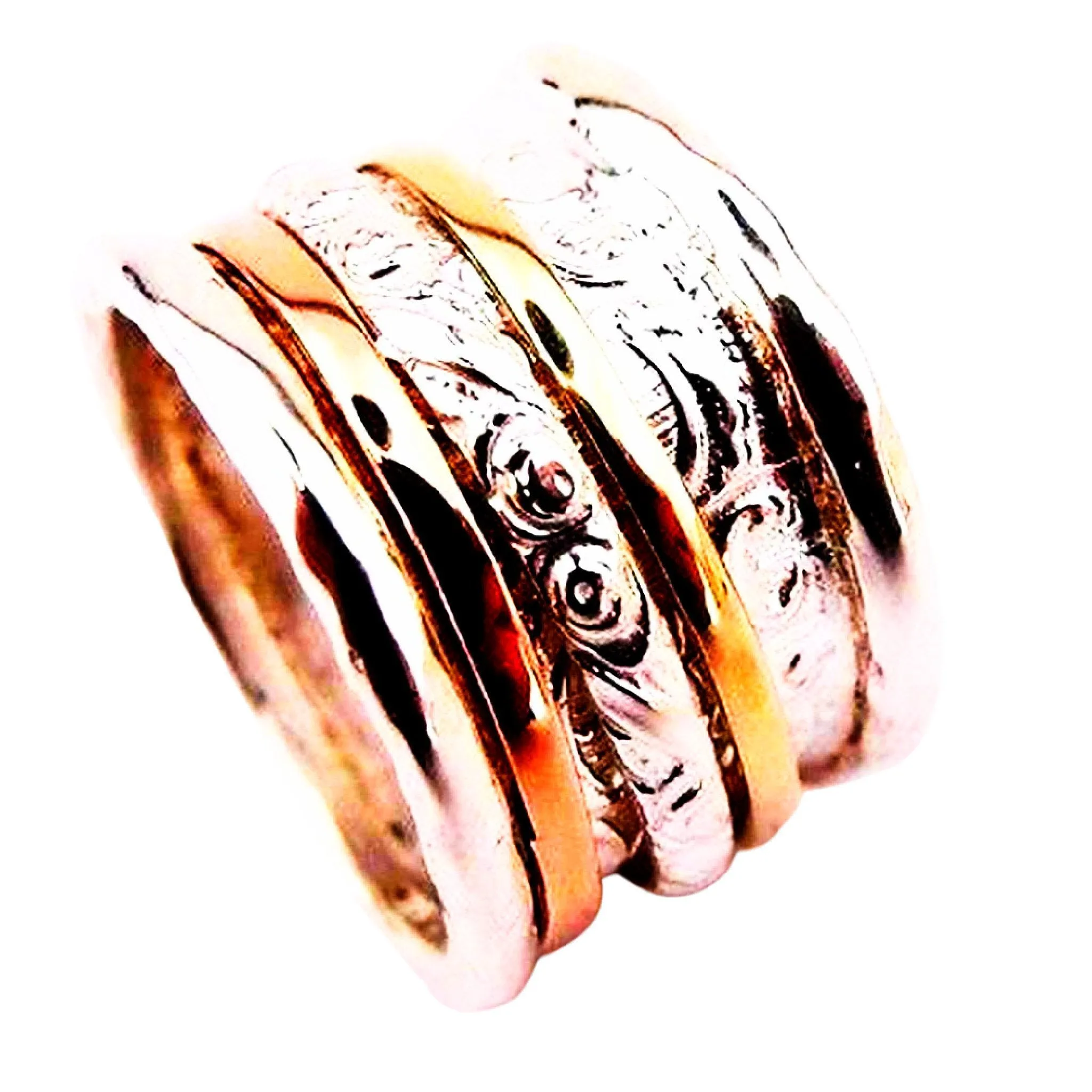 Fidget Rings for Women. Israeli spinner rings silver and gold fidget ring