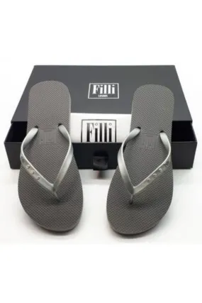 Filli London St Tropez Crystal Flip Flops - Silver