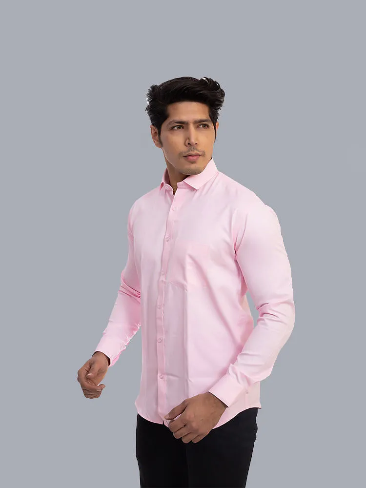 Formal Shirts - Light Pink Solid Giza Cotton Formal Men Shirt