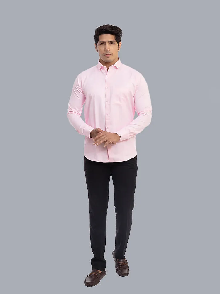 Formal Shirts - Light Pink Solid Giza Cotton Formal Men Shirt