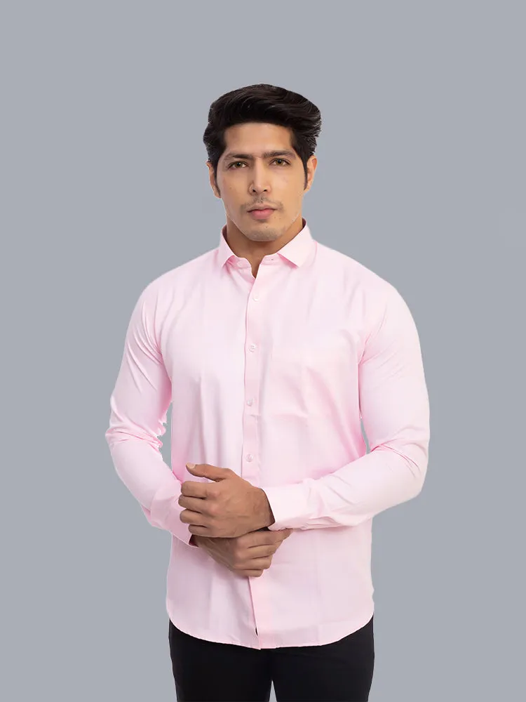 Formal Shirts - Light Pink Solid Giza Cotton Formal Men Shirt