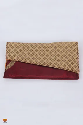 Girls Brown with Gold Women’s Multipurpose Fabric Clutch