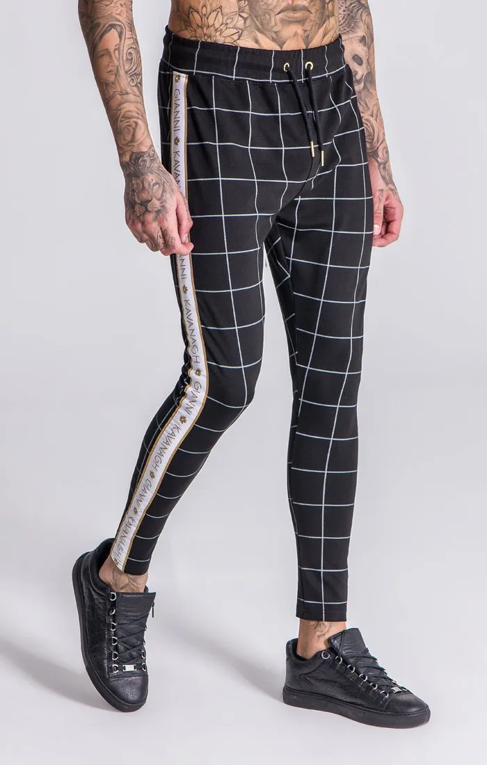 GK Black Checked Joggers With White/Gold Ribbon