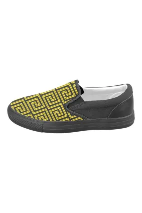 Greek Key Men's Slip-on Canvas Shoes (Model 019)