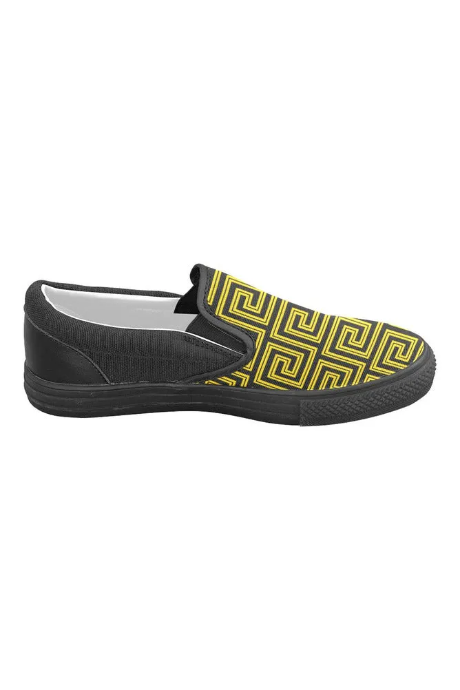 Greek Key Men's Slip-on Canvas Shoes (Model 019)