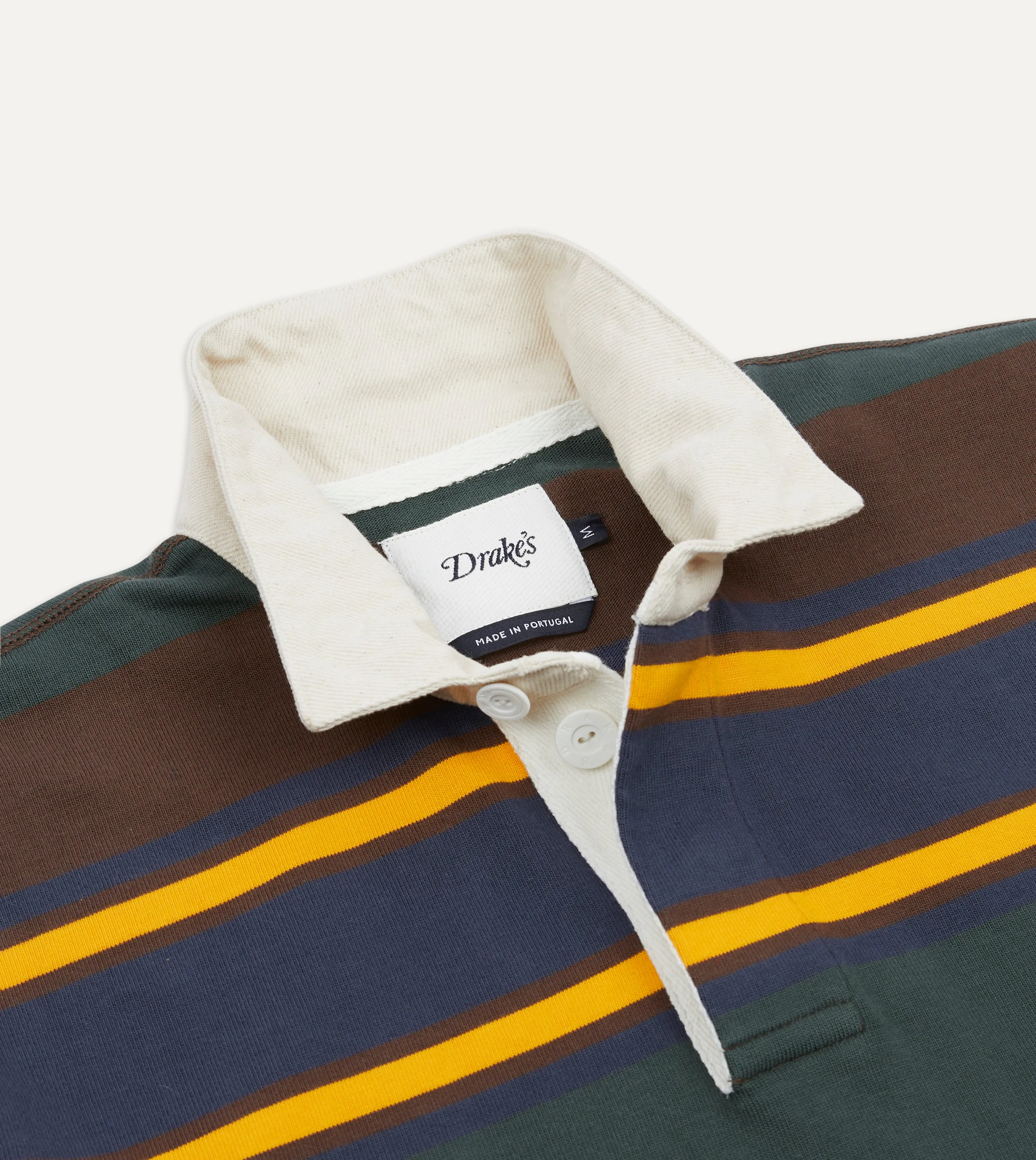 Green, Navy and Gold Stripe Cotton Rugby Shirt