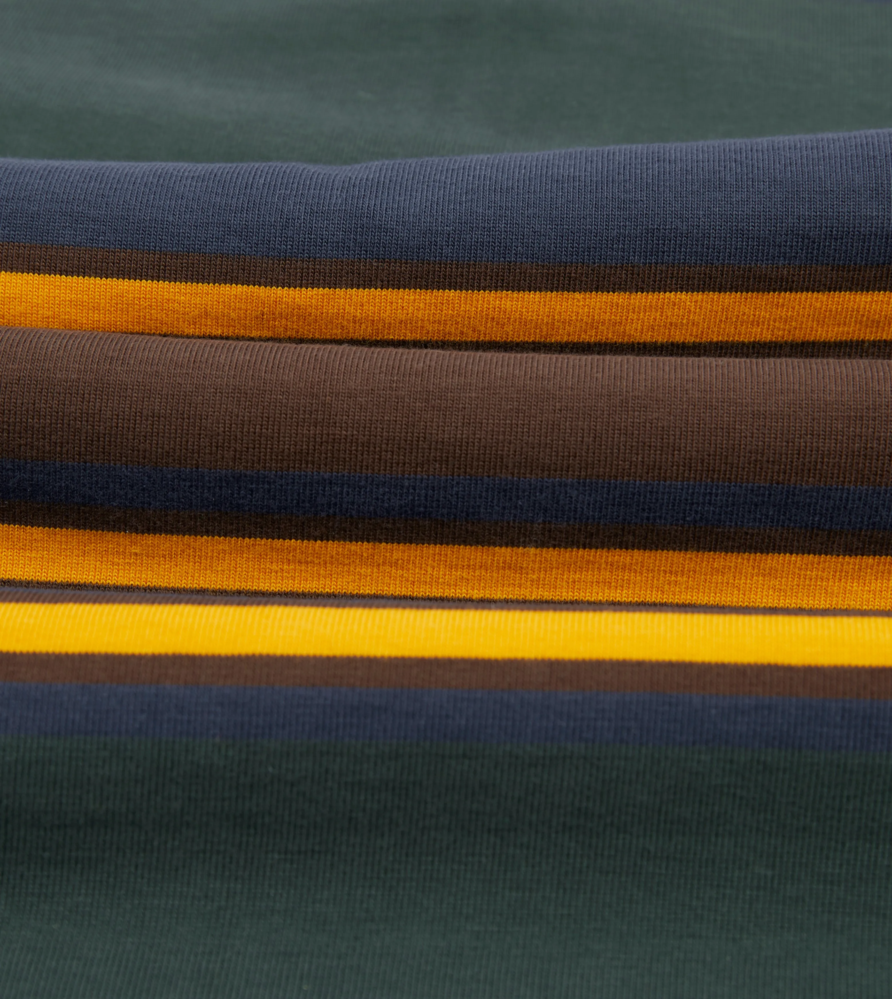 Green, Navy and Gold Stripe Cotton Rugby Shirt