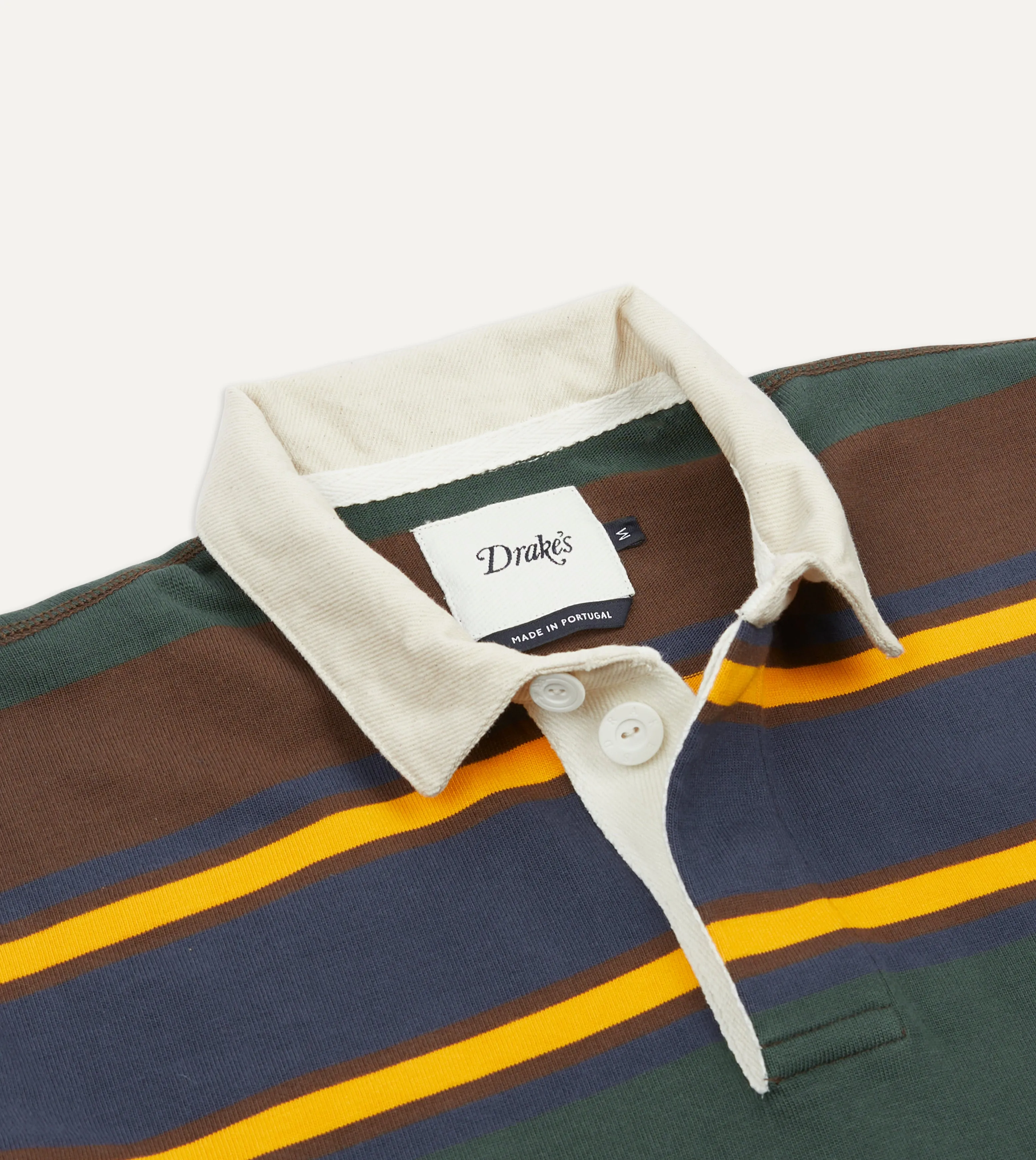 Green, Navy and Gold Stripe Cotton Rugby Shirt