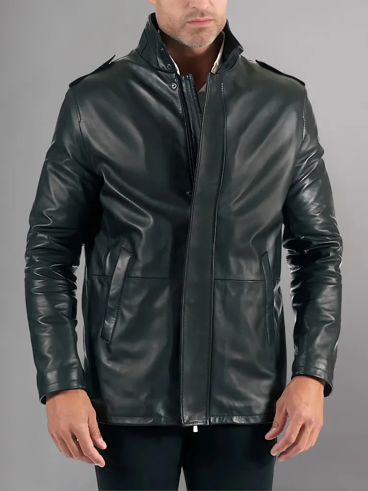 Heavy-duty Brown Leather Bomber Jacket