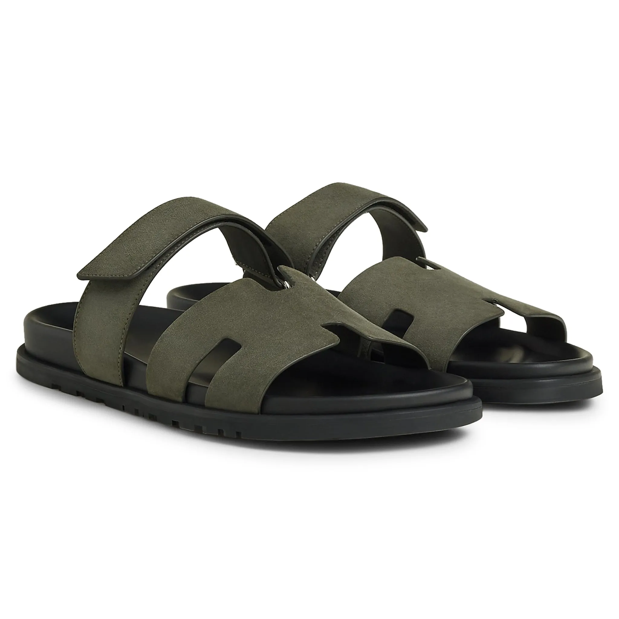 Hermes Paris Chypre Suede Forest Green Sandal