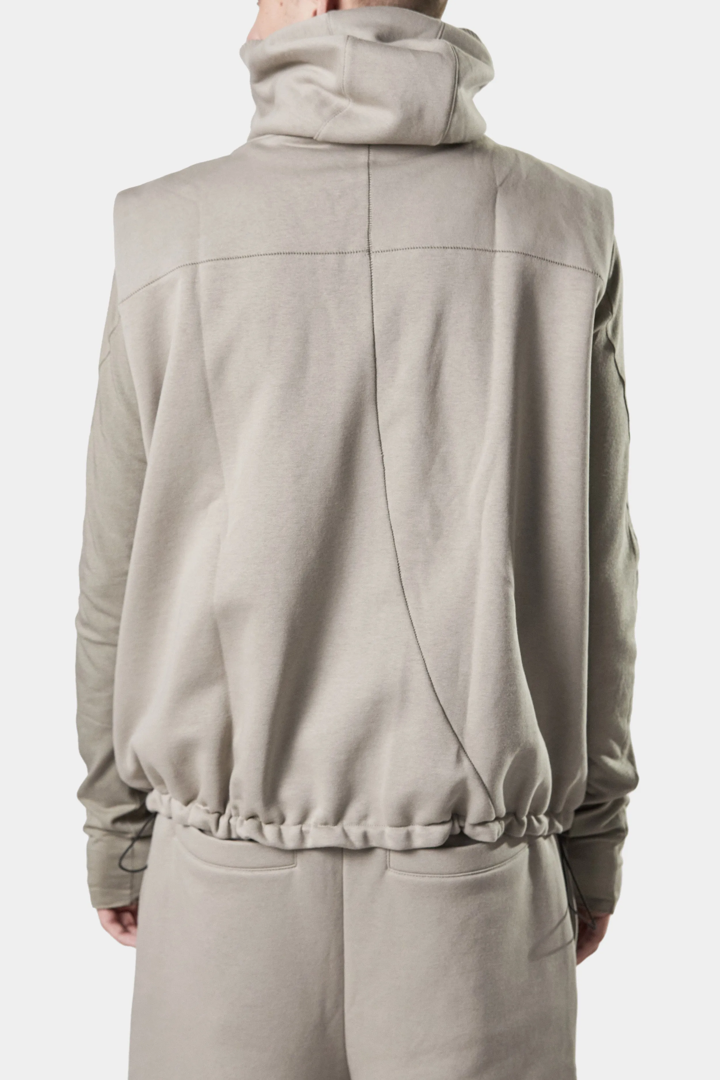 Hooded zip up sweat vest, Beige