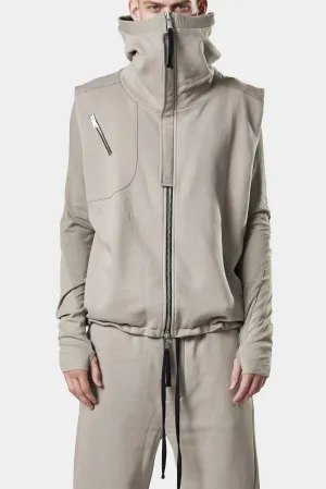 Hooded zip up sweat vest, Beige