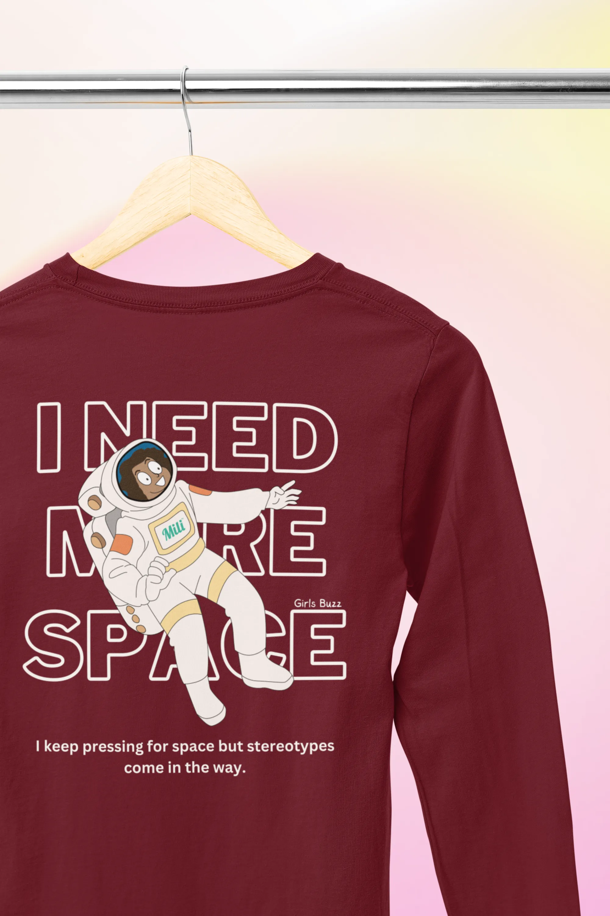 I Need More Space Full Sleeves Back Printed T-shirt